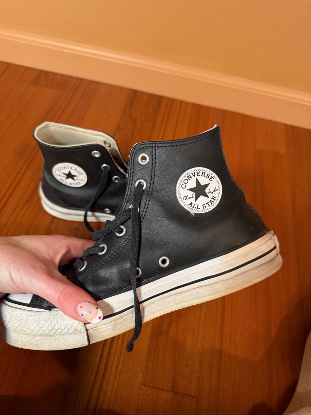 Converse All Star Black leather High Top Sneakers